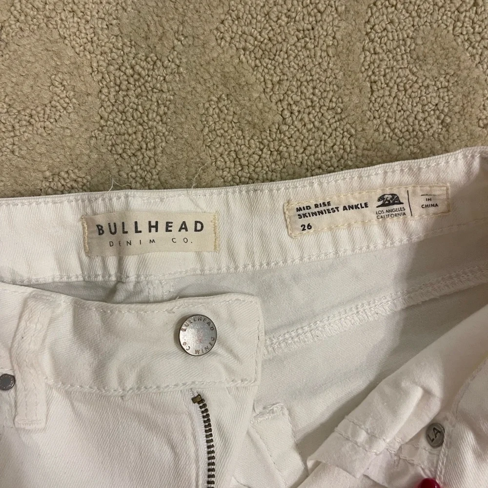 White Ripped Mid Rise Skinny Jean - Picture 2 of 3